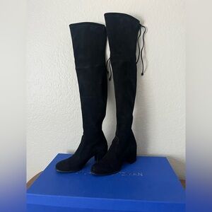 Stuart Weitzman Elegant Black Suede Over-the-Knee Boots